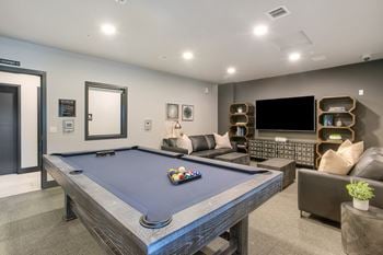 Game room with billiards table